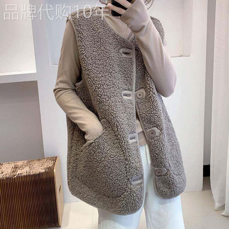 仿羊羔毛马夹外套女秋冬韩版仿皮毛一体毛绒宽松外搭无袖马甲背心