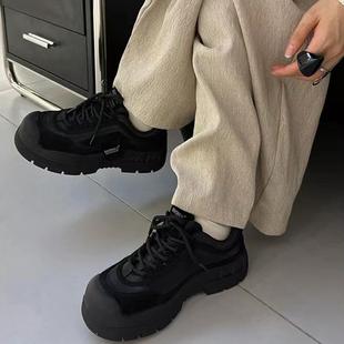 香港丑萌高级感老爹鞋女2025春秋季新款厚底奶盖鞋休闲透气运动鞋