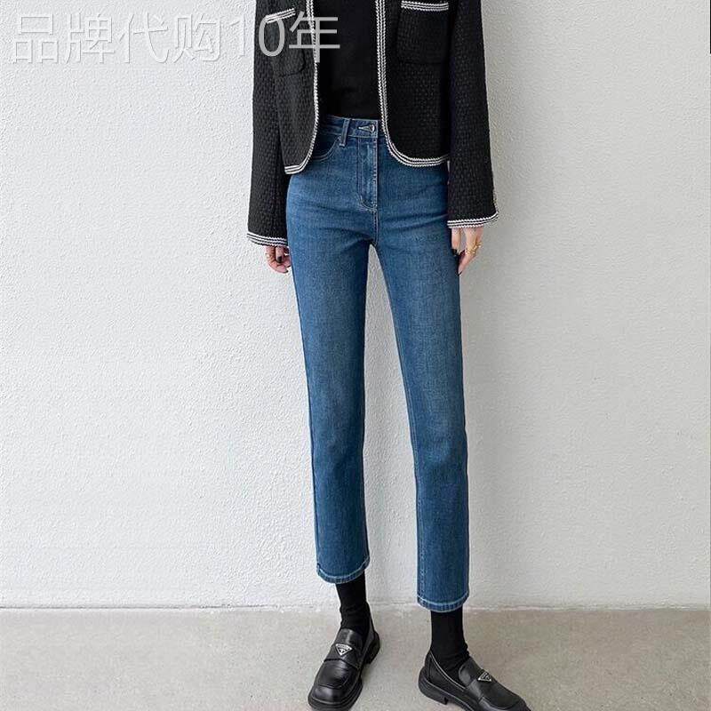 复古蓝高腰小直筒牛仔裤女九分宽松显瘦烟管裤子八分2026春季新款