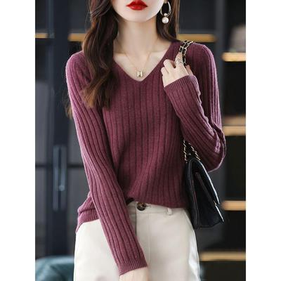 针织打底衫女2025新款秋冬内搭可外穿v领修身洋气加厚毛衣上衣女