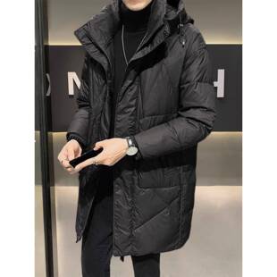 羽绒服男中长款潮流保暖新款潮牌高级感秋冬季加厚外套连帽修身款
