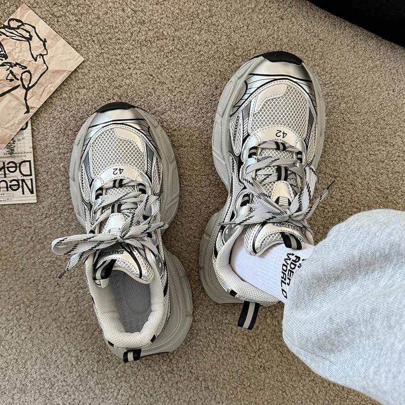 【高品质】银色老爹鞋男款潮牌新款厚底增高秋冬休闲运动跑步鞋女