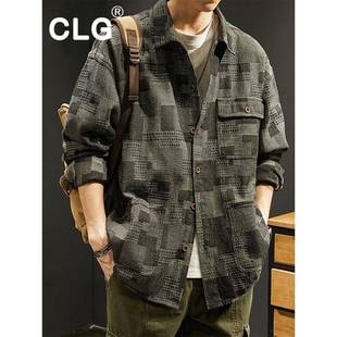 香港时尚品牌重量级加厚长袖衬衫男士春季宽松大码上衣美式工作衬