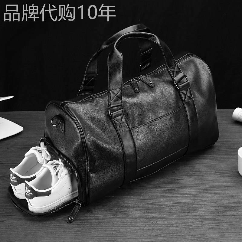 潮牌大容量户外健身男手提包独立鞋位旅行包真皮行李包旅行单肩包