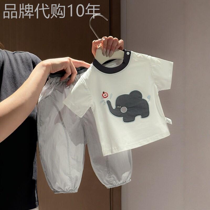 法国BADNUT男宝宝夏季套装2026新款洋派时髦婴儿休闲短袖两件套潮