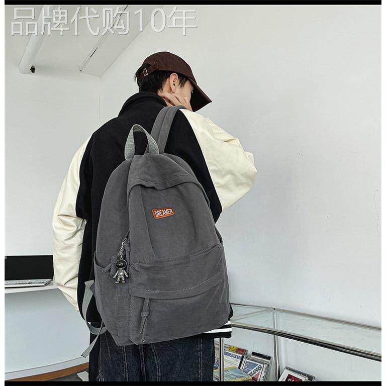 法国ins风韩版男女高中背包原宿大学生大容量潮日系纯色双肩包