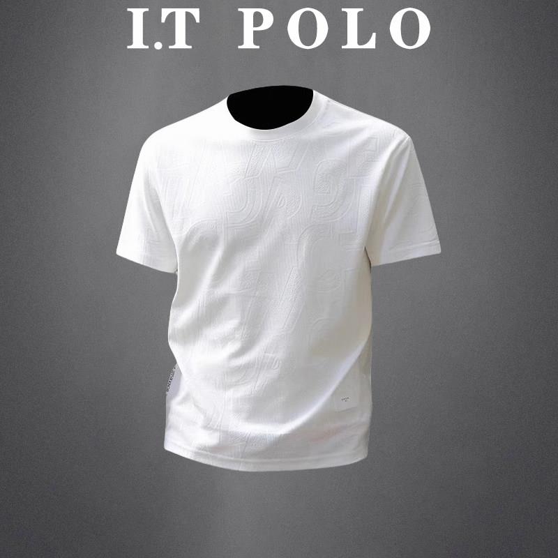 I.T POLO 专柜~小众复古立体压花短袖T恤男士圆领夏季潮大码个性