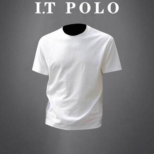 I.T POLO 专柜~小众复古立体压花短袖T恤男士圆领夏季潮大码个性
