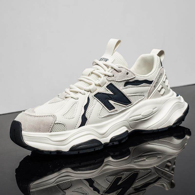 老爹鞋男真皮高级感2025新款春秋厚底增高百搭透气休闲 运动鞋子