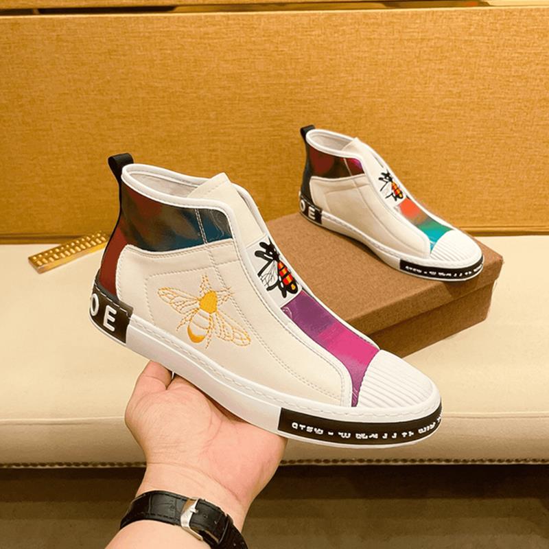 韩国专柜男士高筒鞋潮流网红个性时尚轻奢秋冬新款真皮百搭小白鞋