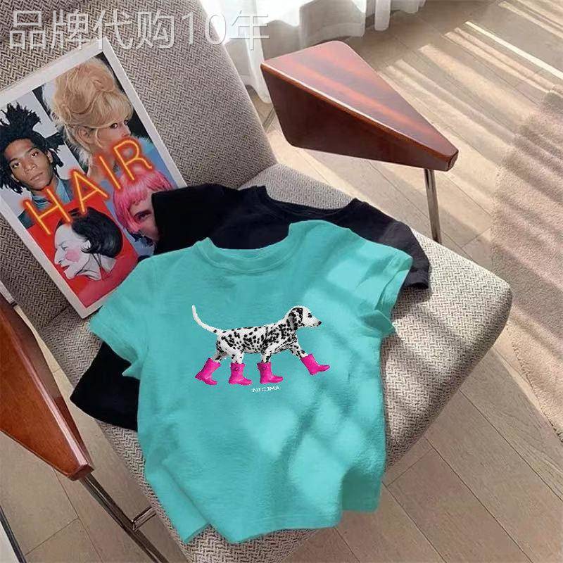 DGKP女童夏季纯棉短袖T恤小女孩斑点狗印花宽松T圆领儿童夏装体恤