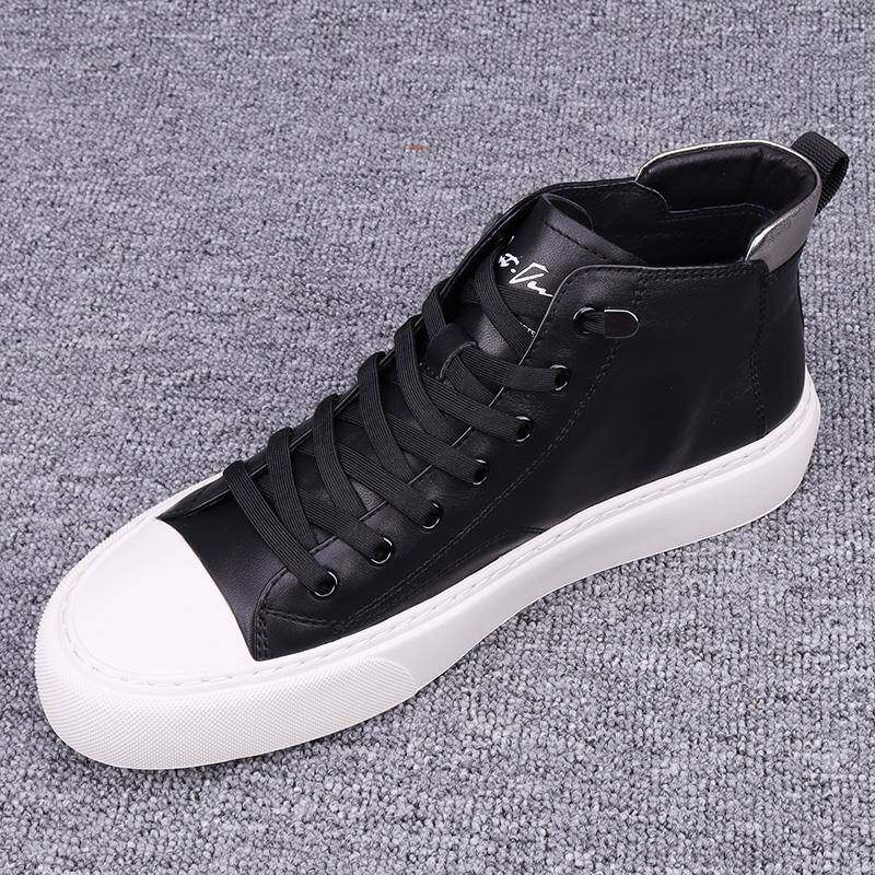 韩国专柜 欧洲站真皮时尚男鞋2024秋冬新款高帮板鞋保暖棉靴