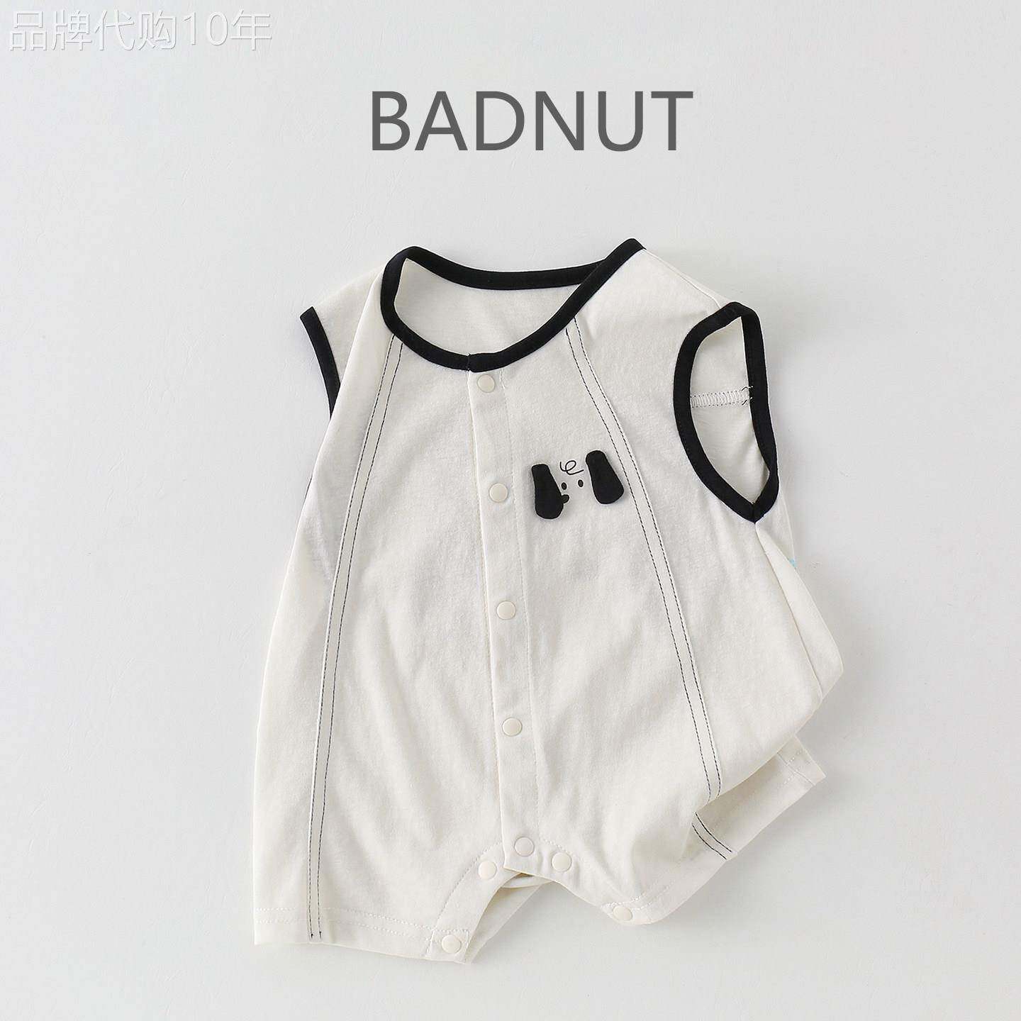 法国BADNUT男宝宝夏季婴儿连身服超萌无袖爬服薄透气新生婴儿外出