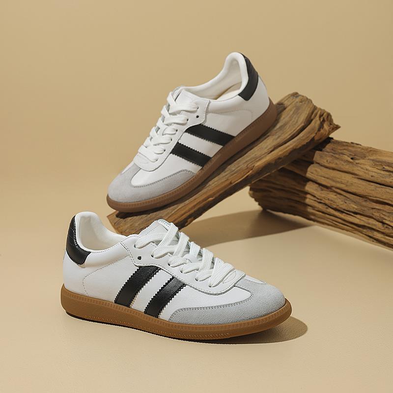 内增高5cm德训鞋女2025新款春季真皮牛皮休闲运动阿甘鞋小白鞋