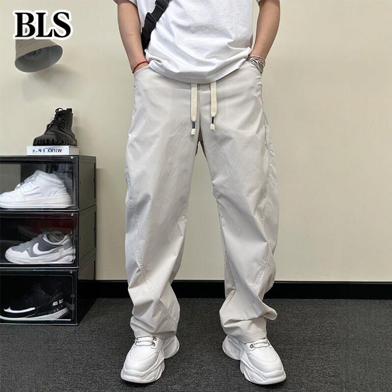 高端白色弯刀休闲裤男款夏季薄款2026新款速干直筒宽松男士哈伦裤
