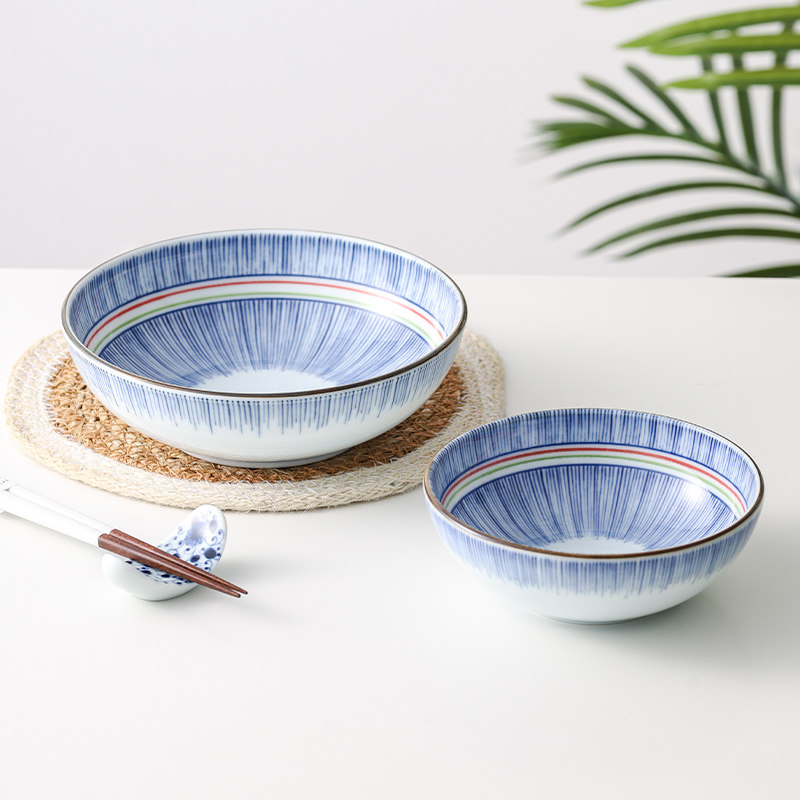 日本进口陶瓷彩十草餐盘日式米饭碗泡面碗汤碗炒菜盘碟子家用餐具,餐饮具,碗,淘宝优惠券,粉丝福利购,淘宝优惠卷