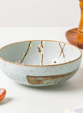 小鹿田烧日本进口餐具日式粗瓷牛肉面碗大汤碗海碗钵碗矮饭碗家用