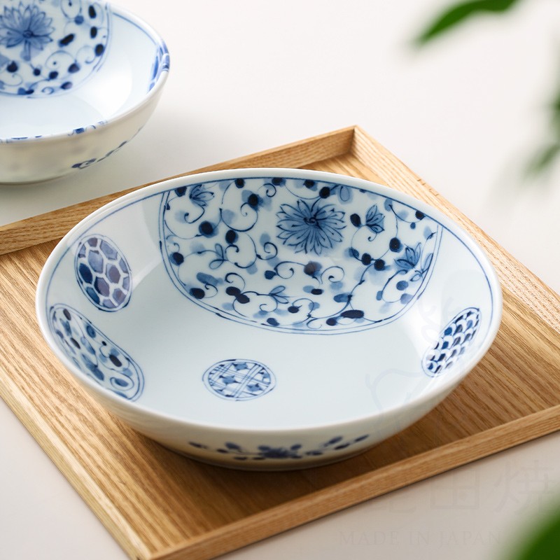 日本进口陶瓷餐盘日式花伊万里套装餐具家用菜盘汤盘饭碗面碗汤勺