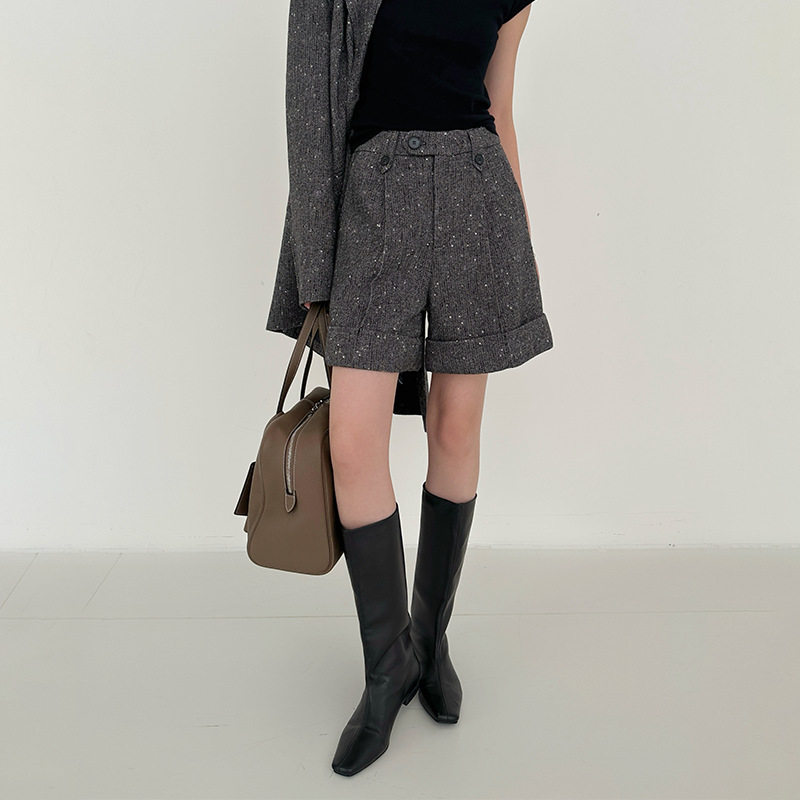 ELSISSI气质高腰宽松a字版西裤女2025秋季新款小个子休闲裤子女