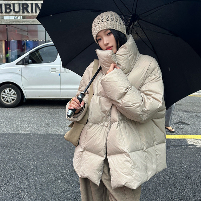 ELSISSI立翻领两穿鸭鸭羽绒服女2025新款冬季90白鸭绒厚外套