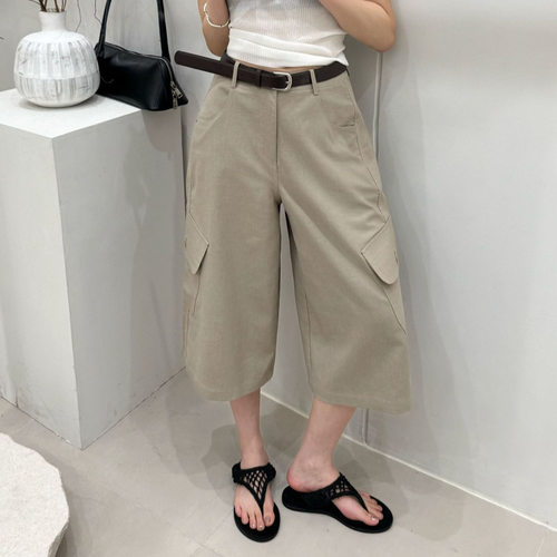 MAR     夏超薄TOP十三行高质感七分工装裤休闲裤配腰带20200