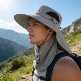 户外登山遮阳帽男夏季防晒面罩钓鱼太阳帽女大檐透气帽凉帽渔夫帽