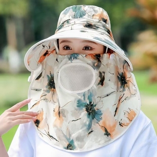 大沿防晒帽女夏季 2025新款 骑车遮脸防紫外线大檐遮阳帽采茶凉帽子
