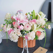 圣诞节乔迁花篮送妈妈鲜花乔迁手提花篮北京天津上海广州长辈生日