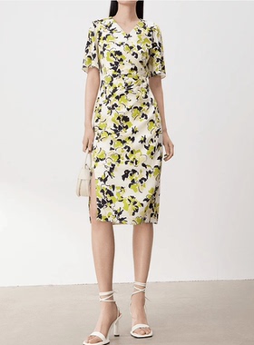 现货音影儿2025年夏季新款朗家同款气质印花连衣裙LNET00WOP110