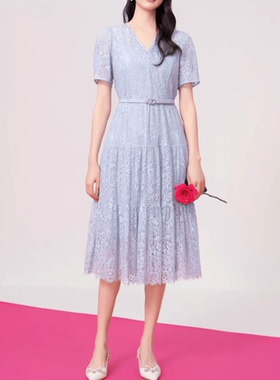 现货音影儿2025夏季新款珂家同款气质通勤V领显瘦连衣裙KF10677Q1