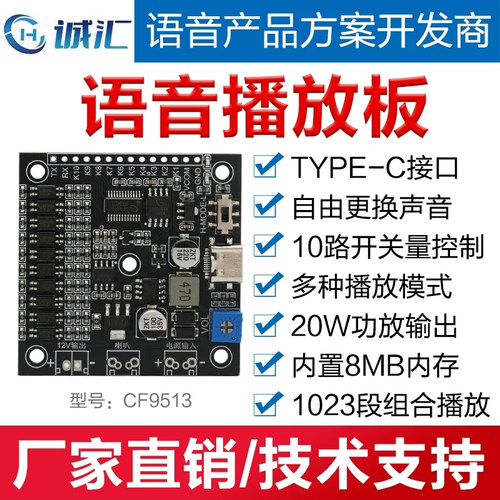 诚汇20W语音模块TYPE-C接口10路