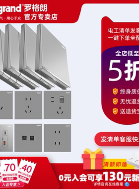 罗格朗逸景深沙银带LED指示灯开关插座套餐五孔二三插86型