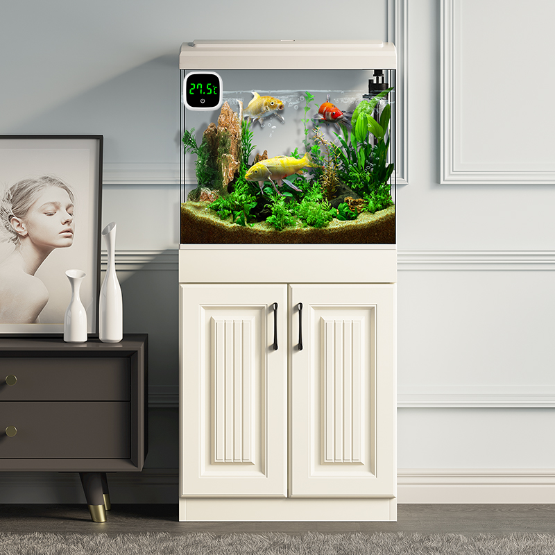 2024金鱼缸客厅小型玻璃带柜子一体电视柜新款立式造景家用过滤器