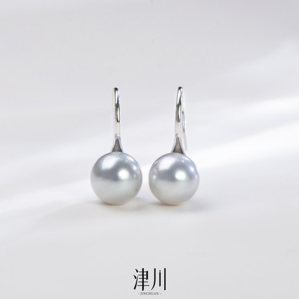 超级福利  海水真多麻耳钩 7-8mm S925银 简约气质 百搭不挑人