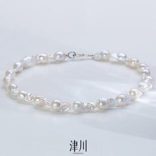 大艺术家淡水珍珠 巴洛克项链 炫彩强光 S925银8字扣