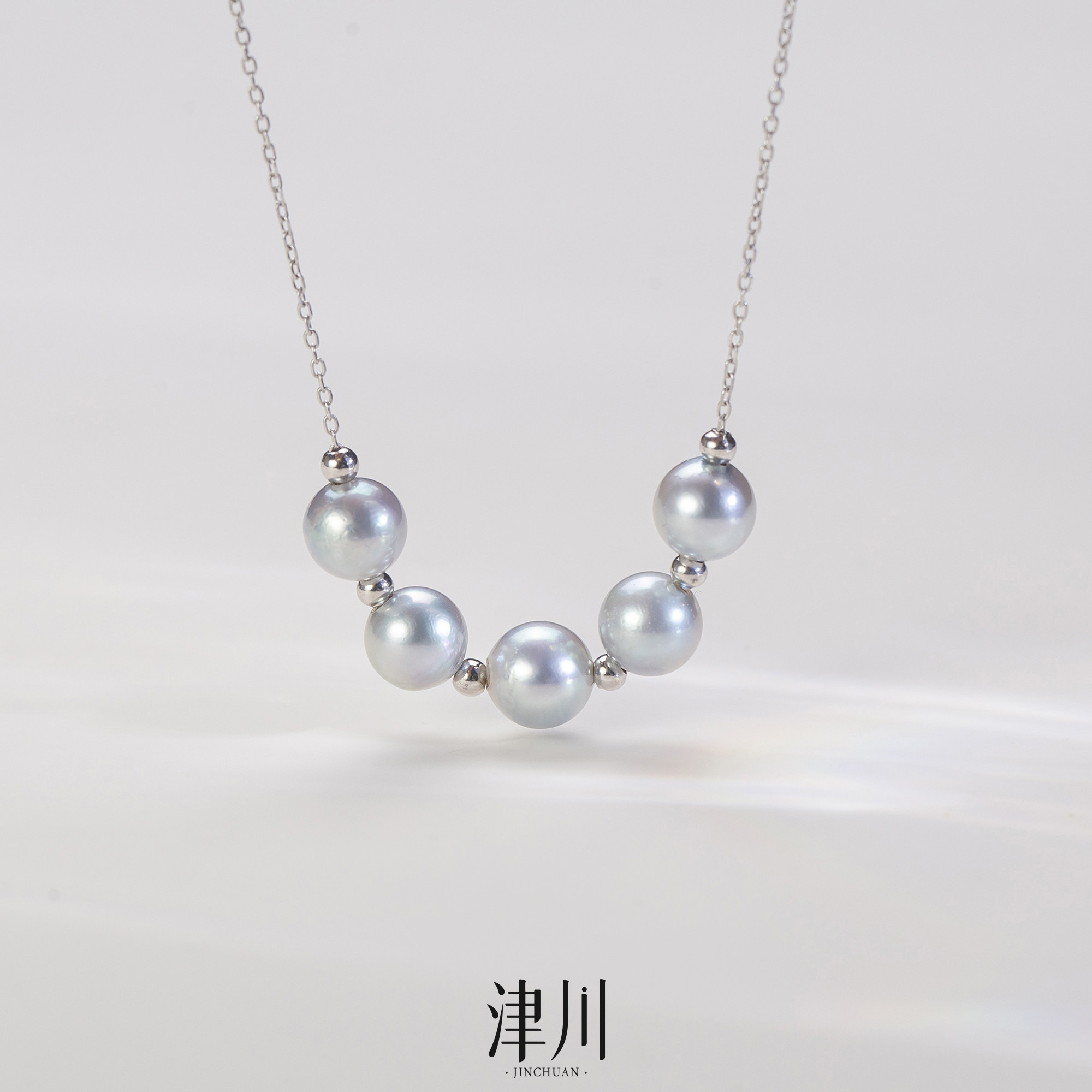 锁骨间的温柔 海水真多麻五珠微笑链 7-8mm S925银,珠宝/钻石/翡翠,颈饰,淘宝优惠券,粉丝福利购,淘宝优惠卷