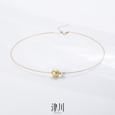 双珠撞色项圈金珠akoya