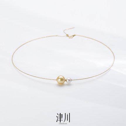 【迎新年】双珠撞色项圈  发财珠金珠10-11 akoya7-8mm