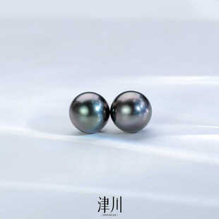 大溪地耳钉 18K金海水珍珠 时尚精英感 9-10MM