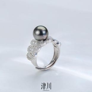 复古蛇形戒 海水珍珠大溪地 神秘高级感9-10MMS925银