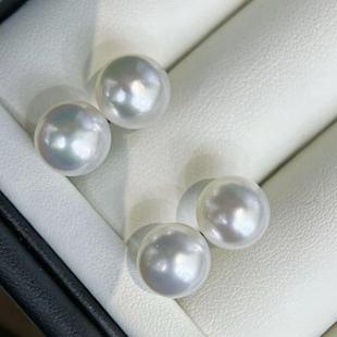 【高货】海水澳白珍珠素耳钉 11-12mm 18K 富婆必入 48小时鉴赏期