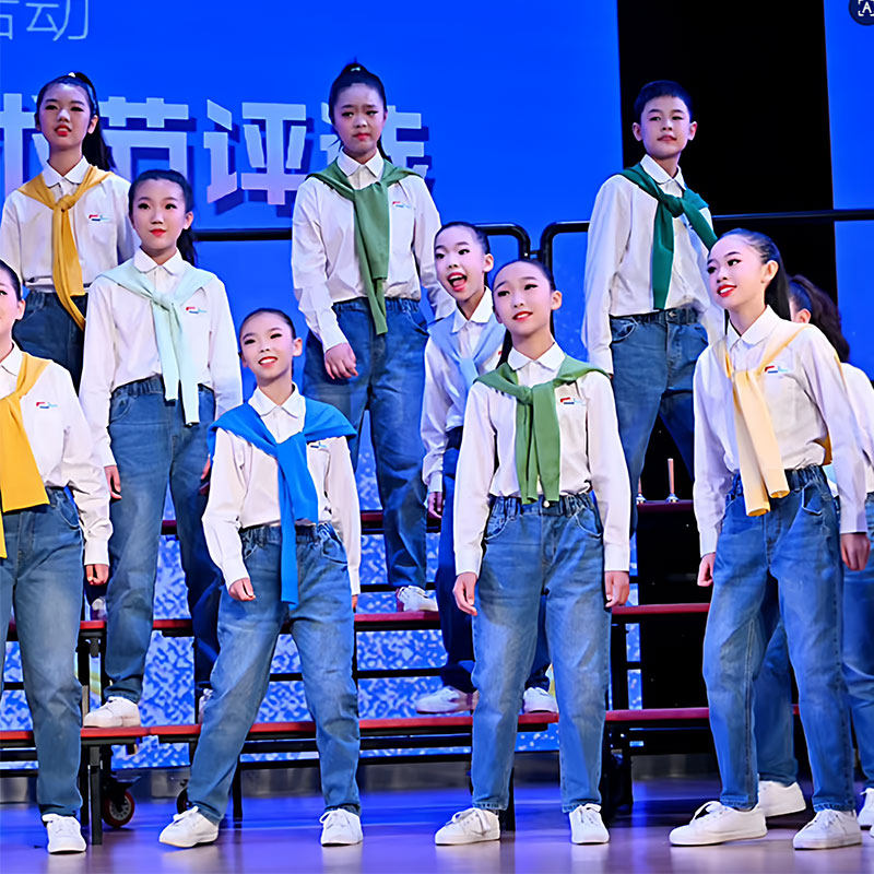 儿童合唱演出服小学生初中生青春活力爱国诗歌朗诵比赛表演服装