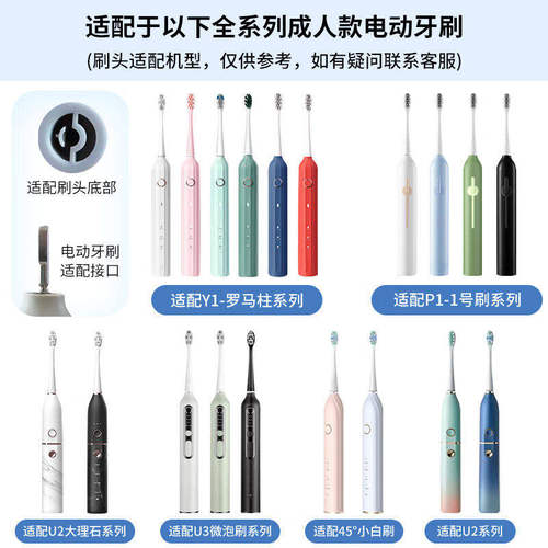 吖齿乐适配usmile电动牙刷替换头笑容加刷头通用平替软毛p20/y1u2