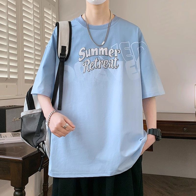 夏季青少年短袖t恤男2026新款大童潮牌夏天高中初中学生宽松半袖