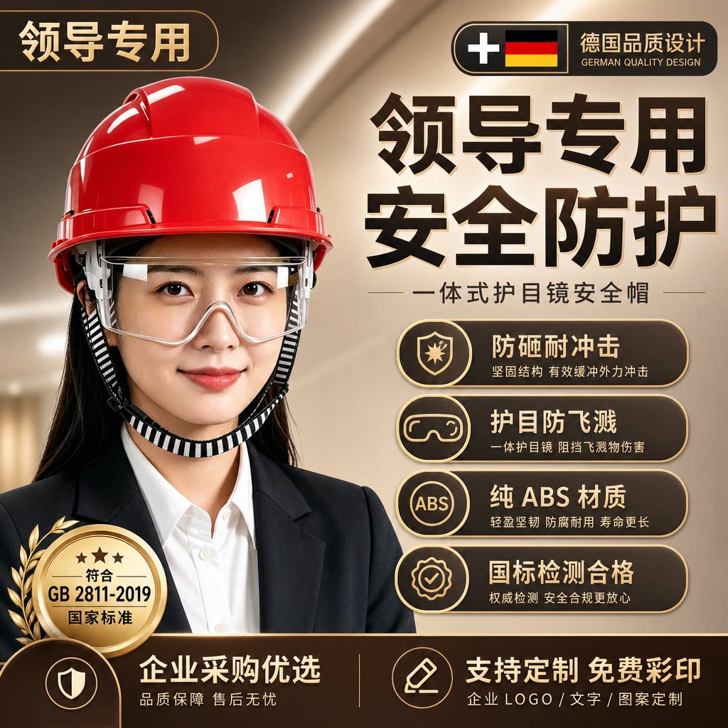 3c认证安全帽国标款 工地加厚透气领导带护目镜带防护眼镜V型国标