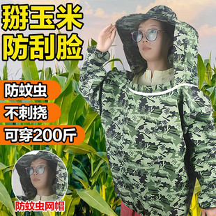 掰玉米专用衣服玉米地地干活帽子防刮脸搬玉米防蚊服遮脸护脸神器