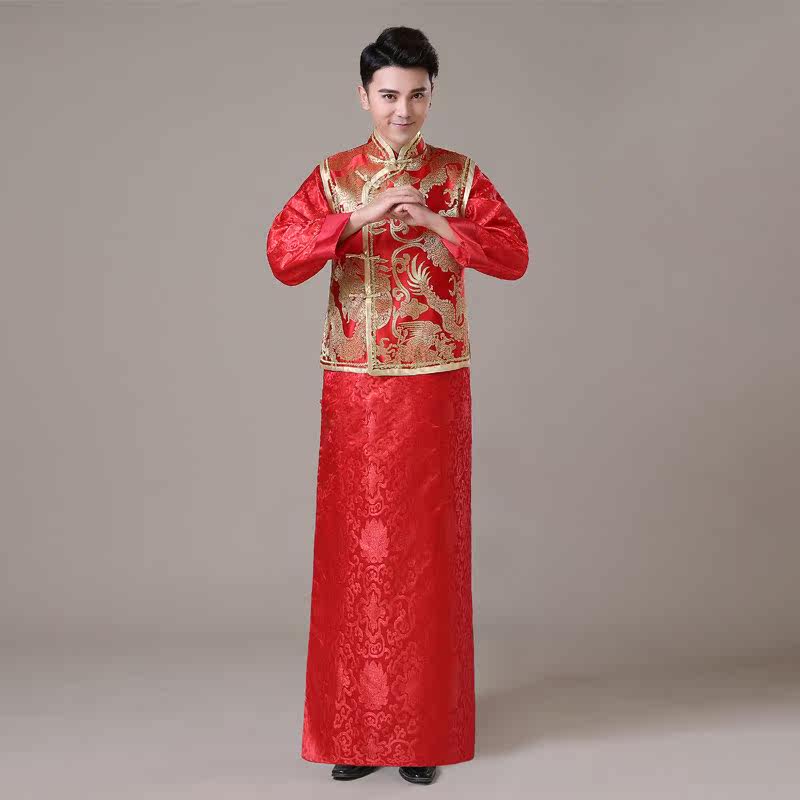 秀禾服男装结婚敬酒服中山装唐装汉服龙凤褂马褂长袍新郎中式礼服|ruв категории Мужская одежда, национальная одежда - от Buy2taobao.com для оказания профессиональной услуги покупки агента Taobao