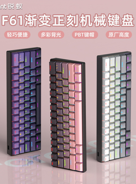 锐蚁F61有线机械键盘正刻电竞游戏笔记本办公61键便携青茶红键盘