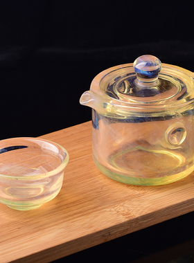 手把壶小茶壶水晶对嘴纯手工黄色白色茶壶手拉壶迷你款一人一壶