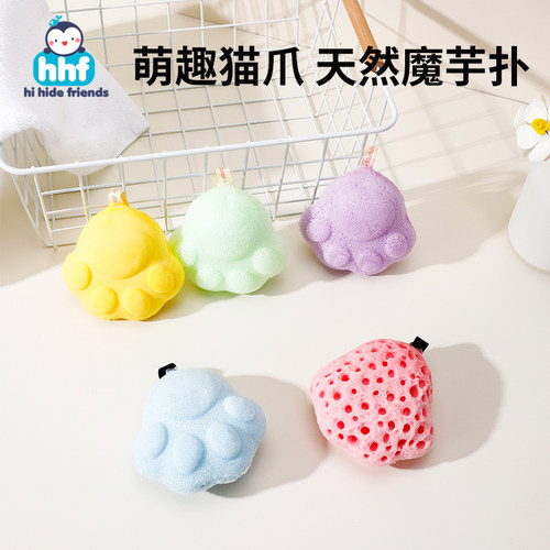 儿童洗澡海绵婴儿洗头刷宝宝搓澡魔芋扑扑棉新生儿搓泥专用沐浴球